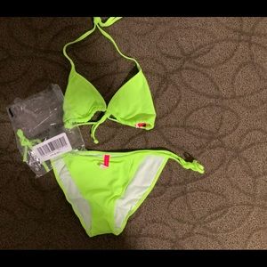 Victoria’s Secret neon green string bikini large new with tags